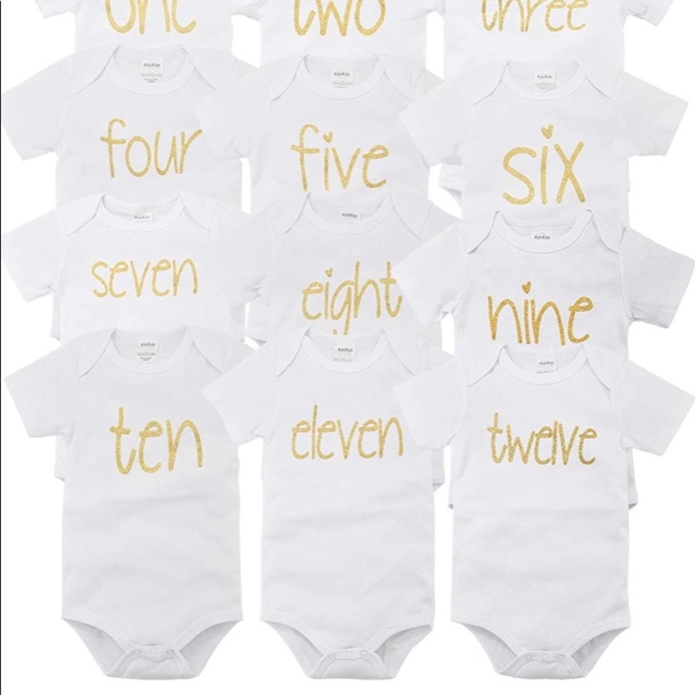 Month picture first year baby onesies